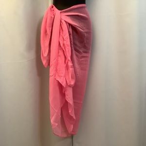 Large Shawl Sarong Scarf Oversized Beachy Resort Cotton Linen Pink NWOT